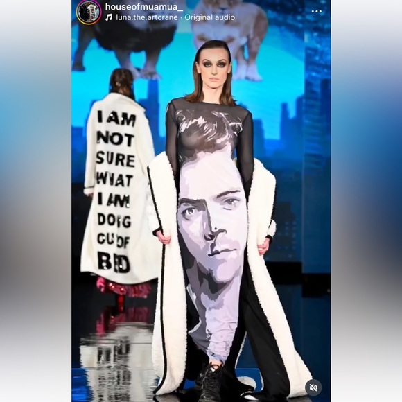 House of Muamua Harry Styles Allover Sublimation Printed Mesh Maxi Dress RARE - Picture 2 of 9